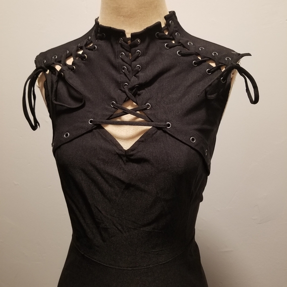 KILLSTAR TIED UP LACE UP DRESS GOTH DOLLS KILL BABE WITCH CLUB PLUS SEXY PUNK - Picture 8 of 9